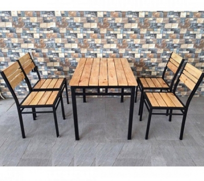 Bộ bàn ghế cafe gỗ sắt BQ1034